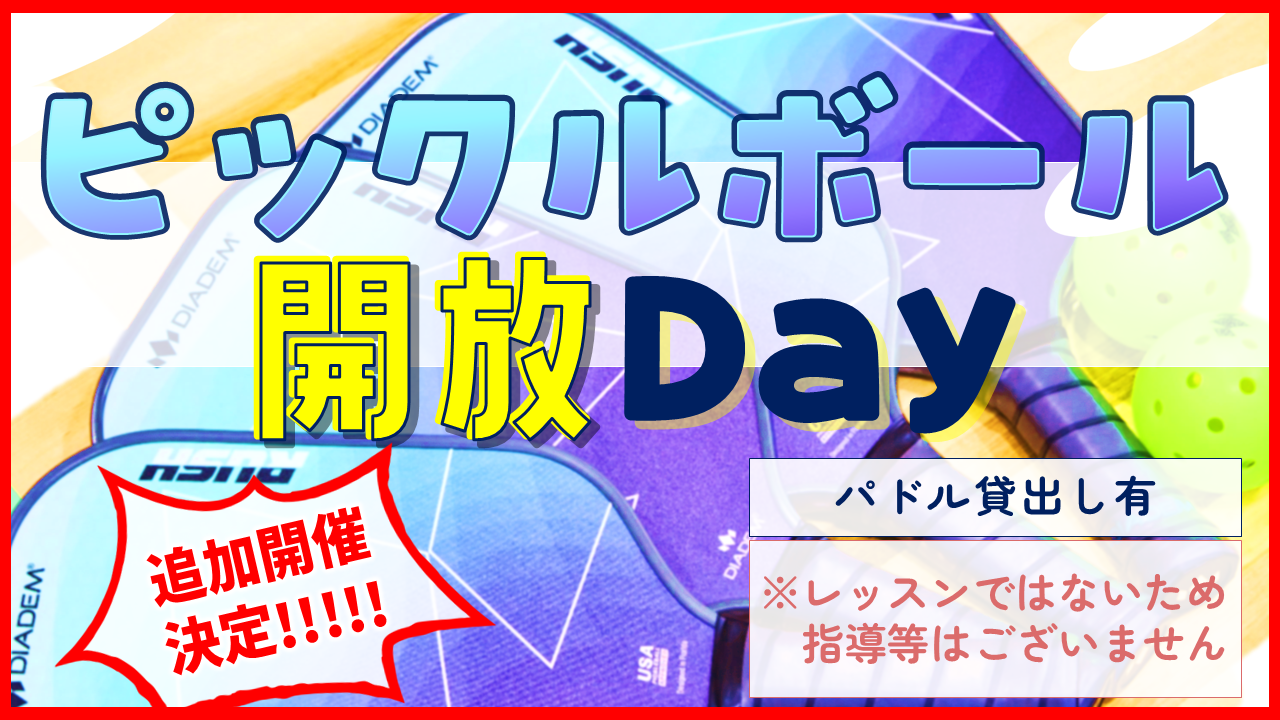 【追加開催のお知らせ】8月ピックルボール開放DAYについて【参加者募集】